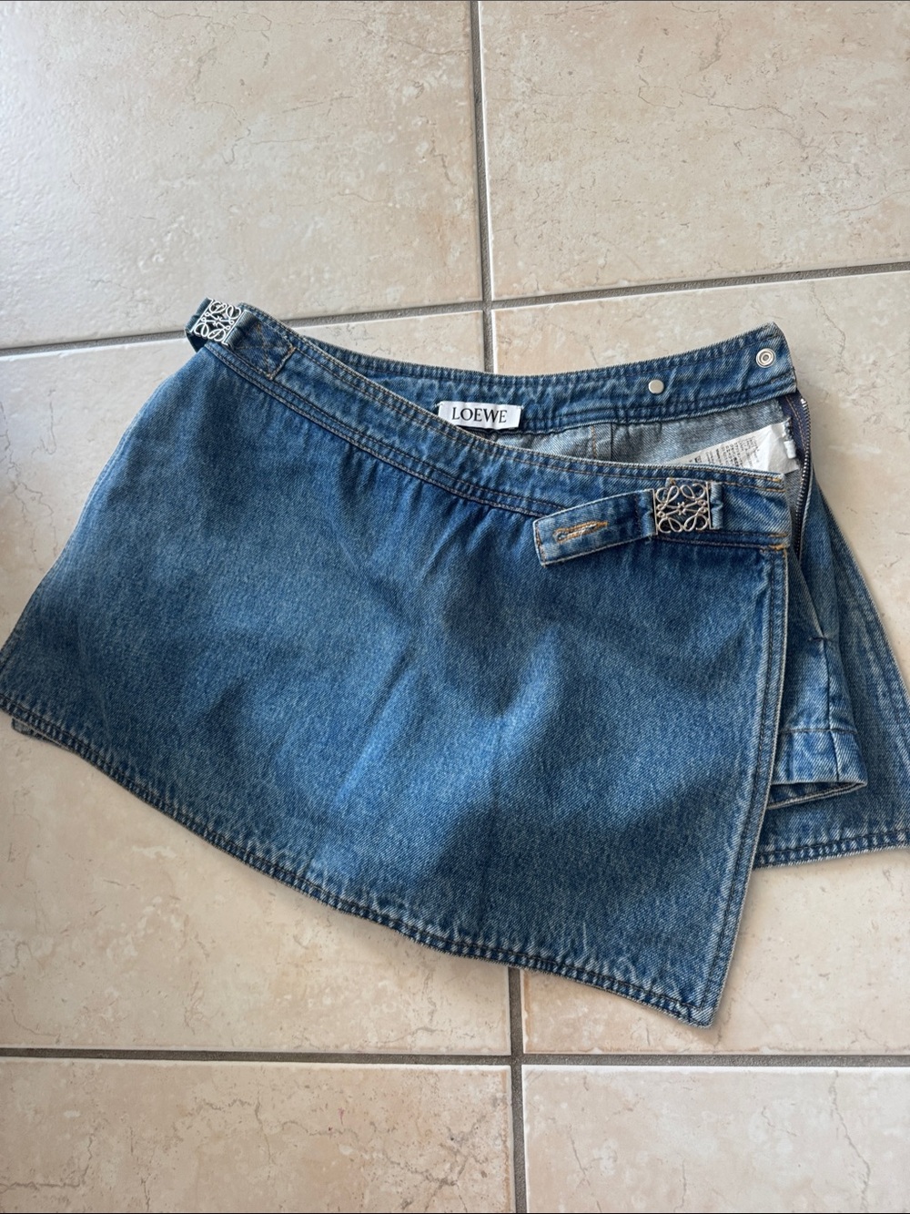 Loewe Blue Denim Skort with Decorative Buckle small
